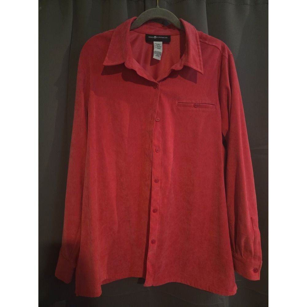 Sag Harbor Blazer Shirt Jacket Womens 16 XL Pink Faux Suede